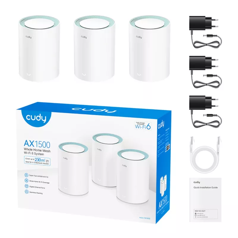 Cudy AX1500 Wi-Fi 6 Gigabit Mesh Solution 3-Pack (M1500(3-Pack))
