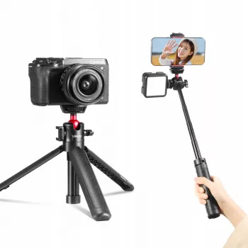 ULANZI MT-16 Mini Statyw Selfie Stick z Głową Kulową i Zimną Stopką, Czarny