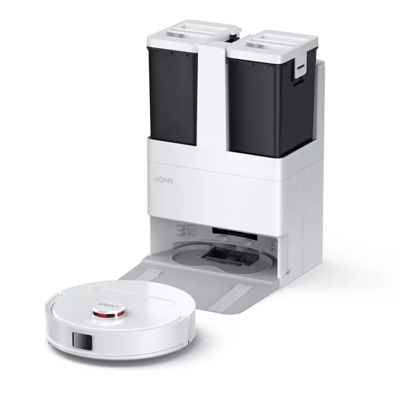 Odkurzacz robot JONR T5 Lite z nawigacją LiDAR, ssaniem 3000Pa, baterią 2600mAh, pojemnikiem na kurz 600ml, zbiornikiem na wodę 250ml, mopowaniem na mokro, sterowaniem aplikacją i głosem, biały