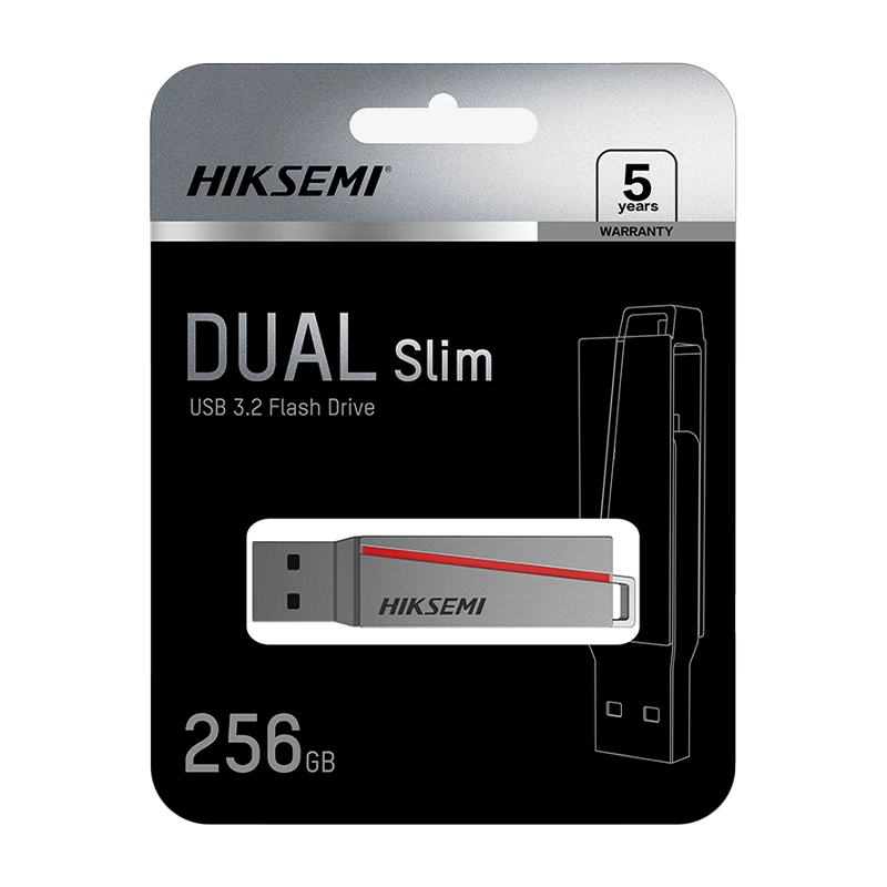 HIKSEMI CLE USB 256 GB E307C U3 Dual USB 3.2 & USB Type-C Flash Drive Grey