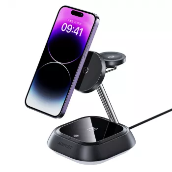 ACEFAST E16 3-in-1 Bezprzewodowa Stacja Ładująca 15W do Telefonu / Słuchawek / Zegarka - Czarny