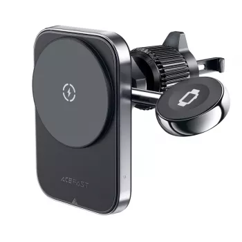 Uchwyt samochodowy Acefast D18 z ładowarką bezprzewodową MagSafe / Qi + kabel USB-A do USB-C - Czarny