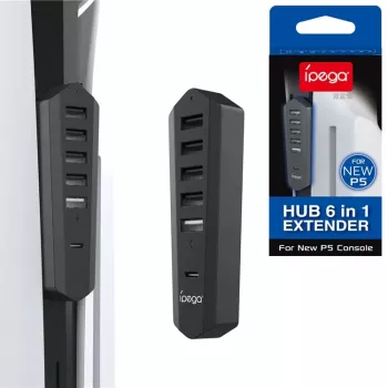 IPEGA USB/USB-C Hub do PS5 Slim Czarny