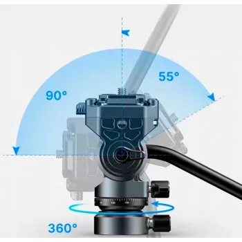 Ulanzi F38 Fluid Video Head 360° Panoramic Oil Damping Tripod Head z Arca-Swiss Quick Release, Nośność 3 kg, Stop Aluminium, Czarny