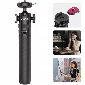 ULANZI MT90 2-w-1 Statyw i Selfie Stick z Szybkozłączką do Smartfona i Aparatu, Czarny
