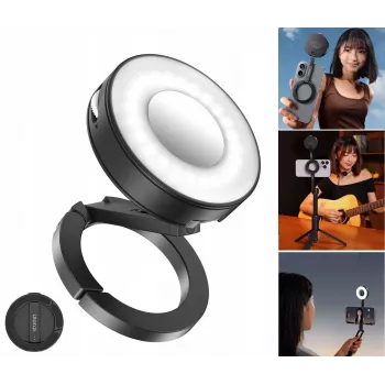 ULANZI ML05 Magnetyczne Światło LED do Wideo z Lusterkiem, Kompatybilne z MagSafe, 2500K-9000K, 3W, Czarny