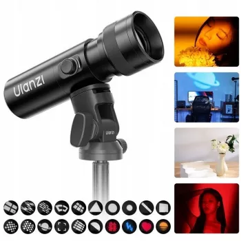 ULANZI LM01 10W LED Spotlight z Gobo i Filtrami Kolorowymi, Zoomem i Efektami