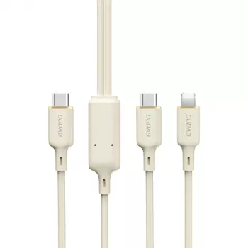 Dudao L7SF 2-w-1 kabel USB-C do USB-C / Lightning 100W 1.2m Beżowy