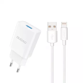 Dudao A4EU Adapter 10W 1xUSB-A z kablem USB-A do Lightning (1m) - Biały