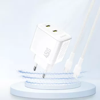 Dudao A28PEU 45W 2xUSB-C Ładowarka ścienna Biała