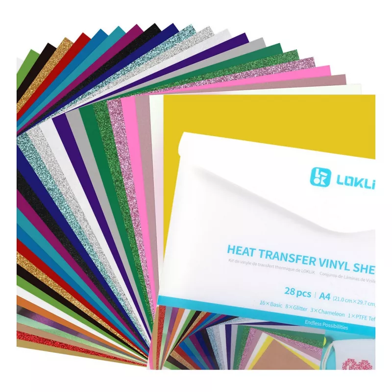 LOKLIK Plotter Foil Material Bundle (A4) - 10 arkuszy mieszanej folii samoprzylepnej i termotransferowej