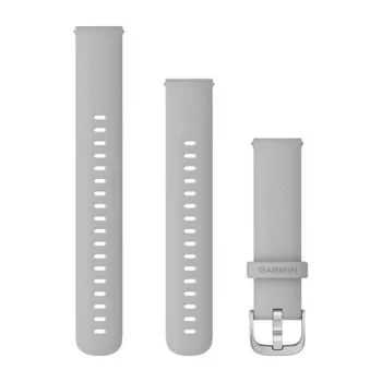 Garmin QuickFit 18mm Silicone Watch Band Fog Gray with Silver Buckle 010-12932-0C