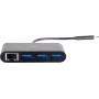 C2G USB-C Hub z Ethernetem - 3-portowy hub USB - 3 x SuperSpeed USB 3.0 + 1 x USB-C + 1 x Gigabit Ethernet - Desktop - Czarny