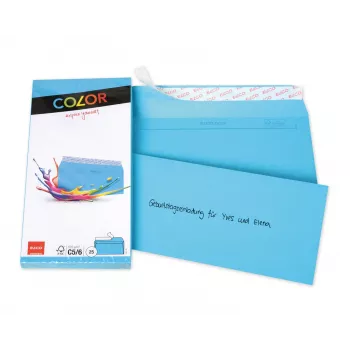 ELCO Color Koperta C5/6 (114 x 229 mm), bez okienka, samoprzylepna, 100 g/m², niebieski, 25 szt. (74617.32)