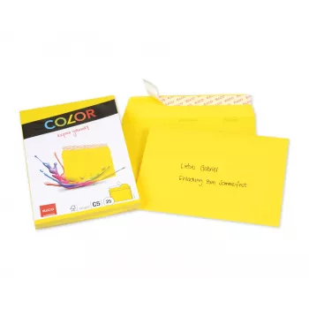 ELCO Color Koperta C5 (162 x 229 mm), bez okienka, samoprzylepna, 100 g/m², żółty, 25 szt. (74618.72)