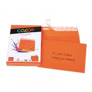 ELCO Color Koperta C6 (114 x 162 mm), bez okienka, samoprzylepna, 100 g/m², pomarańczowy, 25 szt. (74634.82)