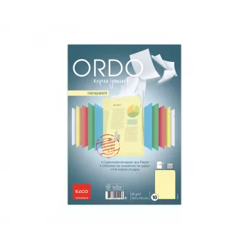 ELCO Ordo Transparent teczka do organizacji dokumentów A4, 220 x 310 mm, 80 g/m², żółty, 10 szt. (73696.74)