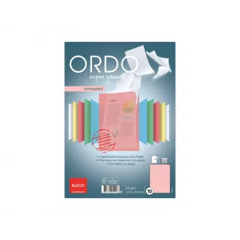 ELCO Ordo Transparent teczka do organizacji dokumentów A4, 220 x 310 mm, 80 g/m², czerwony, 10 szt. (73696.94)