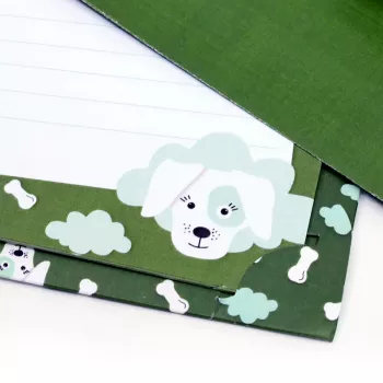 Artoz Papier Papier listowy z kopertami Motyw psa Oliwkowy zielony ok. DIN A5 80 g/m² 1 opakowanie