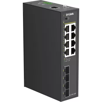 D-Link DIS-210G-12UP Industrial Smart Managed Switch, 12-Port Gigabit, 8 PoE+, 240W, DIN-Rail/Wall Mount