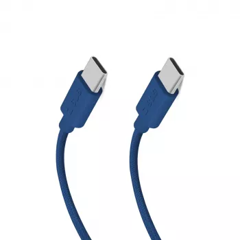 SBS TECABLE TISSUE TCCB USB-C do USB-C Kabel 1,5m 60W Pleciony - Niebieski