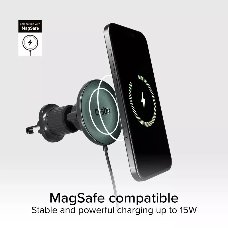 SBS MagSafe Magnetyczna 15W Ładowarka Samochodowa Bezprzewodowa - Czarny