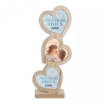 ZEP Frida 3x12x11.5 cm Wooden Frame with 3 Hearts RE333