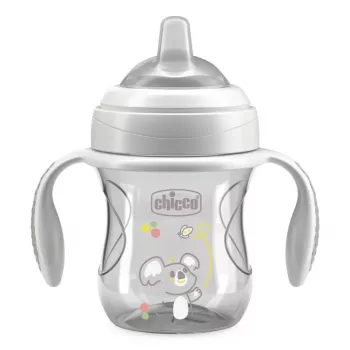 CHICCO Transition Cup Kubek treningowy z miękkim ustnikiem 4m+ Szary 200ml
