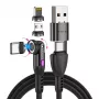 STATIK 360Pro Pleciony Obrót 3 Magnetyczne Końcówki 6-w-1 Kabel Czarny 2m
