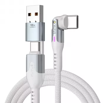 STATIK PowerPivot Pro Rotating 2-in-1 USB-C Cable White 2m