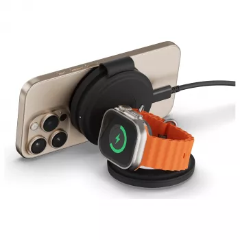 Satechi OntheGo 3-in-1 Wireless Charger z Qi2, Czarny, 15W, ST-QTG31K