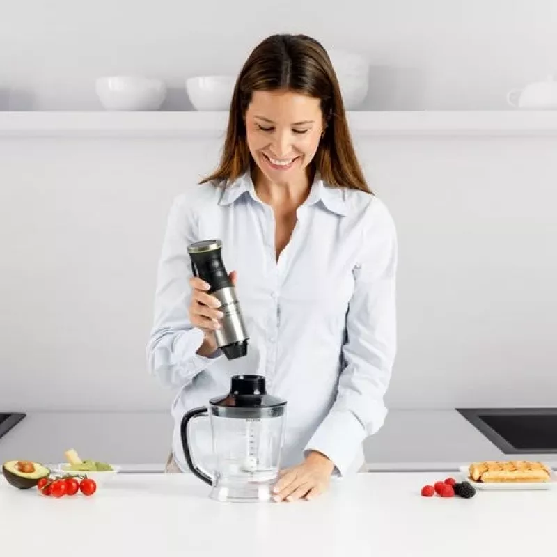 Taurus Bapi 1500 Luxe XL Plus Blender ręczny, 1500W, 20 prędkości, stal nierdzewna, pojemnik 800ml, rozdrabniacz 1L, trzepaczka