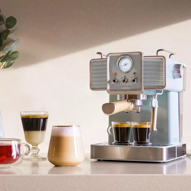 Cecotec Power Espresso 20 Tradizionale Ekspres do kawy, 20 bar, 850 W, 1.5 L, Czarny/Srebrny
