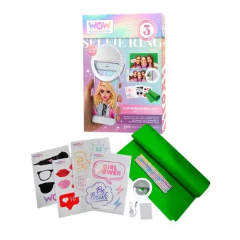 KIDS LED Ring Light do telefonu do selfie i vlogów + zestaw akcesoriów Green Screen 1,5x1m Wow Generation / Wow00024