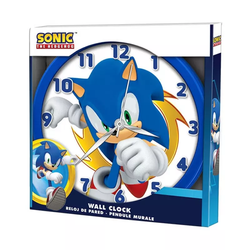KIDS Sonic The Hedgehog Zegar ścienny 25 cm Okrągły Plastikowy Analogowy Kwarcowy Wielokolorowy