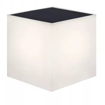 NewGarden WALLY 18x18x18 Donica ścienna solarna z wbudowanym oświetleniem LED, ciepła biel 3000K, 1 lumen, biały mat