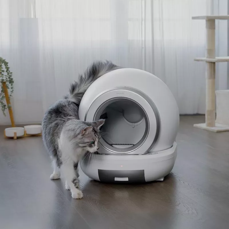 Cecotec Pumba 7000 CleanKitty Compact Connected Samoczyszcząca Kuweta dla Kotów, Wi-Fi, Pojemnik na Odpady 10L, Pojemność Żwirku 6L, Automatyczne Obracanie, Czujniki Bezpieczeństwa, Aplikacja na Smartfona