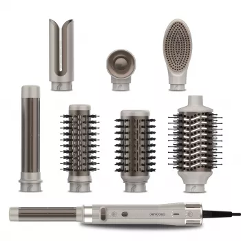 Cecotec CeramicCare 8in1 AirGlam Gyro Suszarka i Stylizer do Włosów, 1200W, 7 Akcesoriów, Szampański