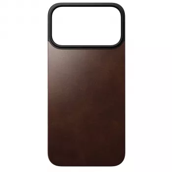 Nomad Modern Leather Back Case dla Apple iPhone 17 Pro Max, kompatybilny z MagSafe, pełnoziarnista skóra Horween, Rustic Brown