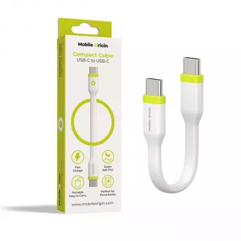 Przewód Mobile Origin Compact USB-C na USB-C Biały 10cm