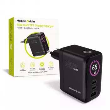 Ładowarka Mobile Origin 65W GaN PW20 2x USB-C + USB-A