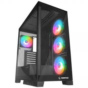 Obudowa PC Rampage Hydra V2 Mid-Tower z 4x 120mm ARGB Wentylatorami, Hartowane Szkło, Czarny
