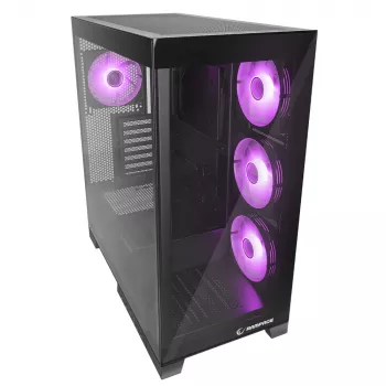 Obudowa PC Rampage Hydra V2 Mid-Tower z 4x 120mm ARGB Wentylatorami, Hartowane Szkło, Czarny