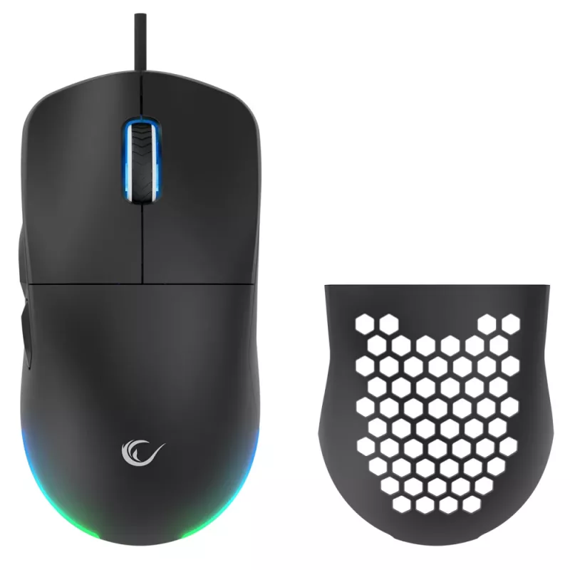 Rampage BLINK Przewodowa Mysz Gamingowa USB, 12800 DPI, RGB, Czujnik Optyczny, Czarny
