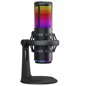 Rampage Bemol RGB USB-C mikrofon biurkowy z uchwytem antywstrząsowym, czarny
