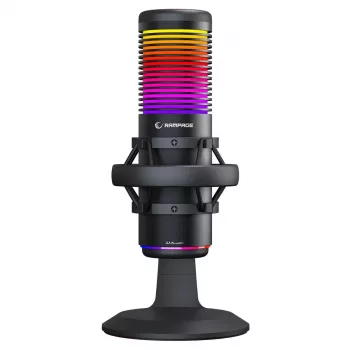 Rampage Bemol RGB USB-C mikrofon biurkowy z uchwytem antywstrząsowym, czarny