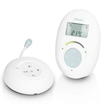 Alecto DECT Baby Monitor z Pełnym Trybem ECO i Wyświetlaczem, Biały/Niebieski