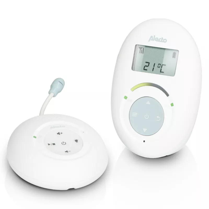 Alecto DECT Baby Monitor z Pełnym Trybem ECO i Wyświetlaczem, Biały/Niebieski