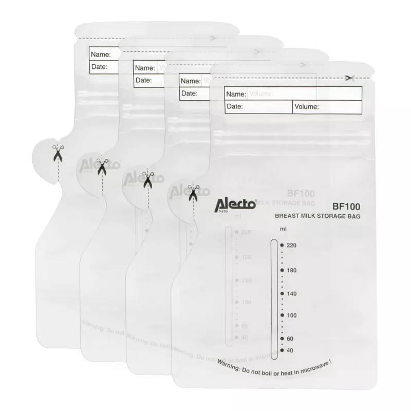 Alecto Worki do przechowywania mleka matki 220 ml, 100 szt. (BF-100)