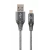 Gembird USB 2.0 Type-A Męski do Micro USB-B Męski Premium Pleciony Bawełniany Kabel 2m Kosmiczna Szarość/Biały